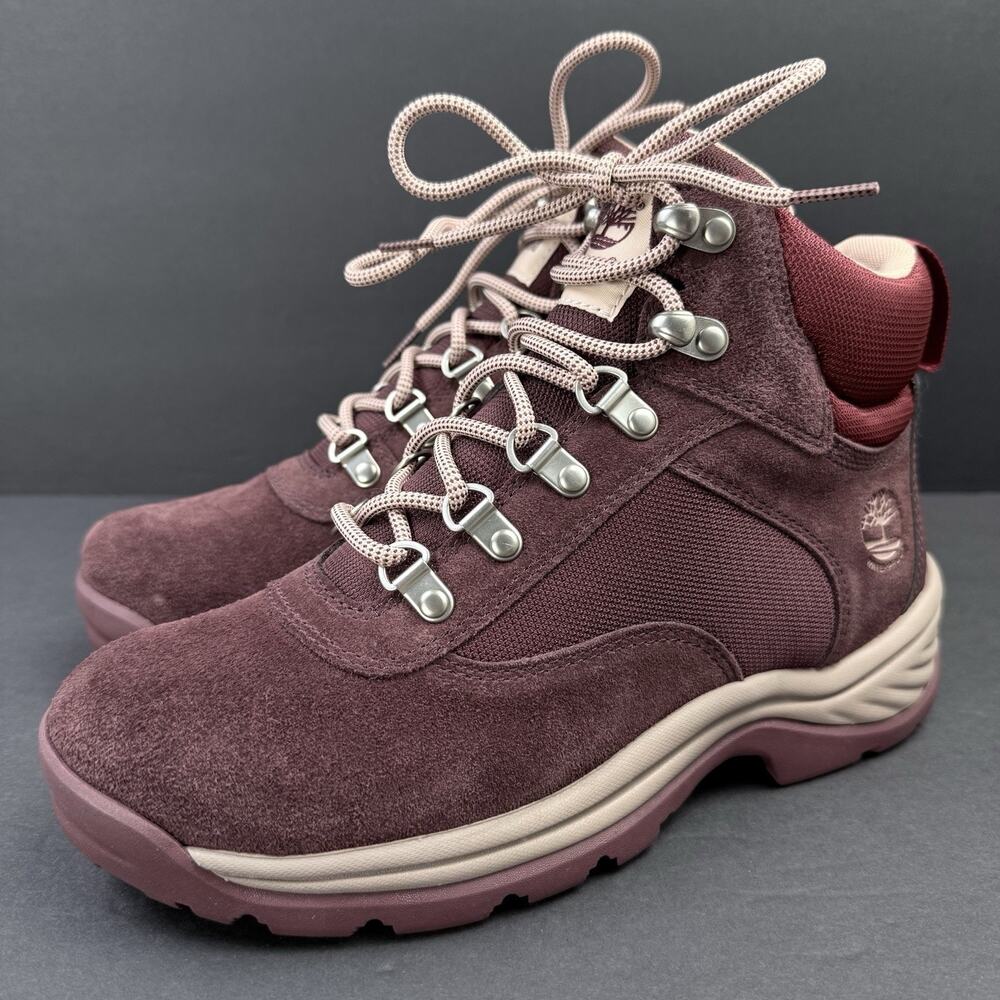 Timberland White Ledge Waterproof Boots Women 7 Red Suede New Without Box🔥